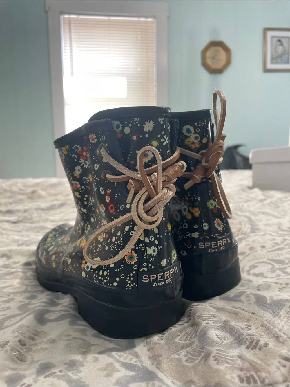 Sperry Floral Boots *Please Read Description*